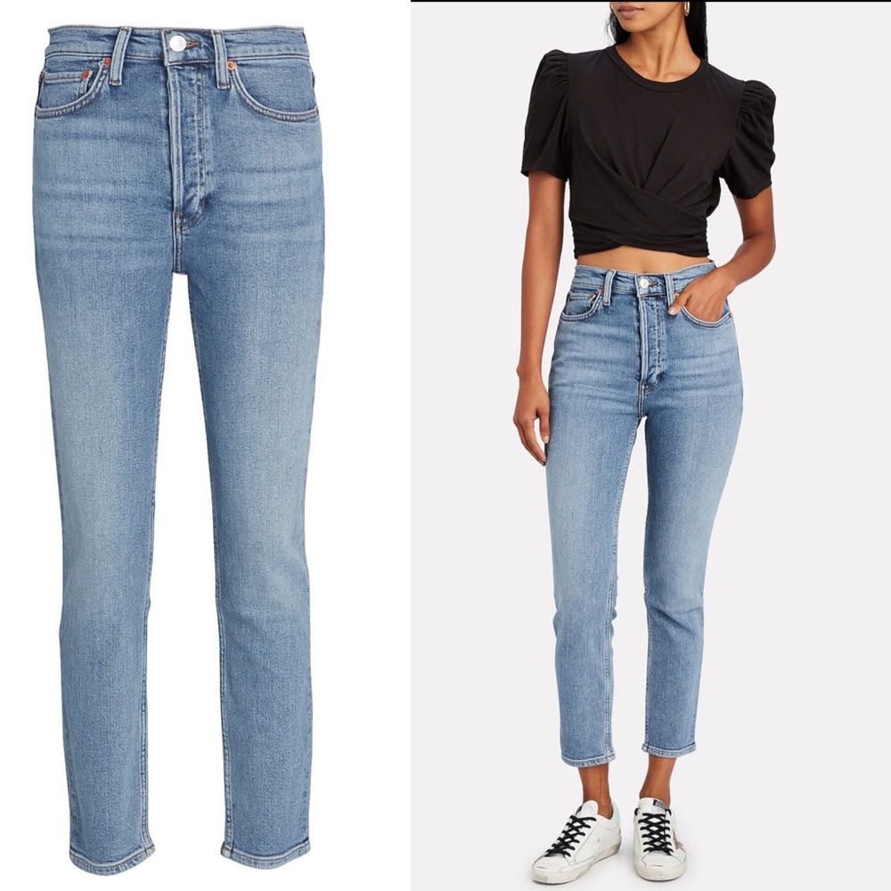 RE/DONE high-rise ankle crop jeans mid 90s wash
